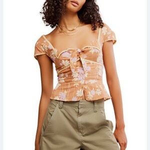 Free People Call Me Baby Floral Blouse Medium